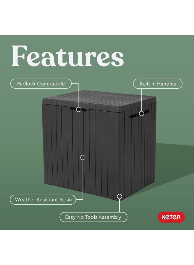Keter City 30 Gallon Resin Outdoor Storage Box and Patio Furniture Side Table for Pool and Garden Accessories, Dark Grey - Image 3