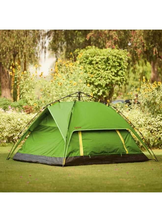 Lifelong Quick Pop-up Camping Tent with Glass Fiber Tent Poles, Superior Air Ventilation, Waterproof with PU Coating for Air Tent-House, Portable & Foldable for Camping 2 Person Green - Image 1