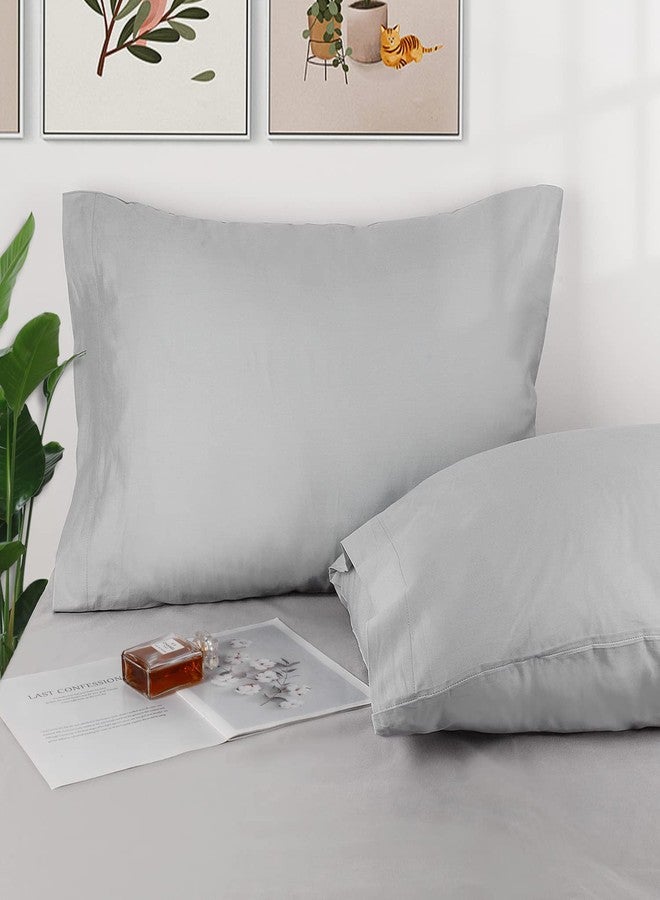 Lirex 2 Pack Pillow Cases,100% Cotton Breathable Pillowcases,20"X 26" Standard Size,Light Grey - Image 2