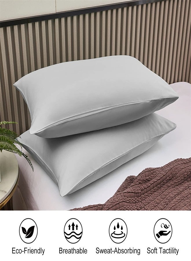 Lirex 2 Pack Pillow Cases,100% Cotton Breathable Pillowcases,20"X 26" Standard Size,Light Grey - Image 3