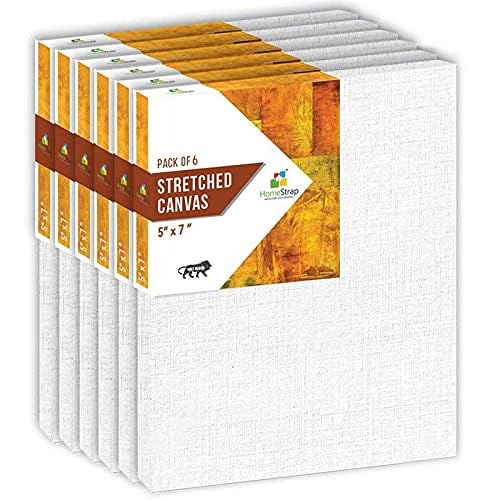 Homestrap 10 Oz Primed Cotton Pre Stretched Canvas with Wooden Frame 5 X 7 Inches - Pack of 6 - Image 2