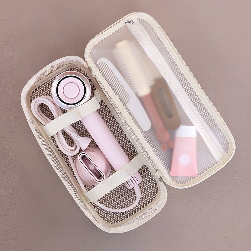 Beige Mesh Hair Dryer Storage Bag Large Capacity Soft Breathable Anti Deform - Image 5