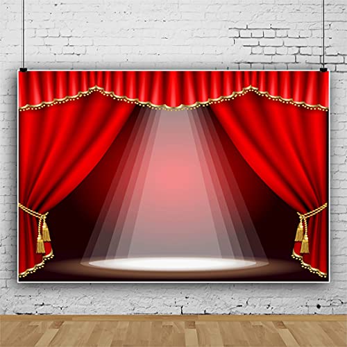 Eainb 7x5ft Theater Stage Backdrop Red Velvet Curtain Valance Interior Photography Background Vintage Stage Spotlights Festival Celebration Backdrop Children Baby Adults Portraits Photo Studio Video Props - Image 4