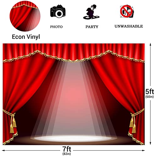Eainb 7x5ft Theater Stage Backdrop Red Velvet Curtain Valance Interior Photography Background Vintage Stage Spotlights Festival Celebration Backdrop Children Baby Adults Portraits Photo Studio Video Props - Image 3