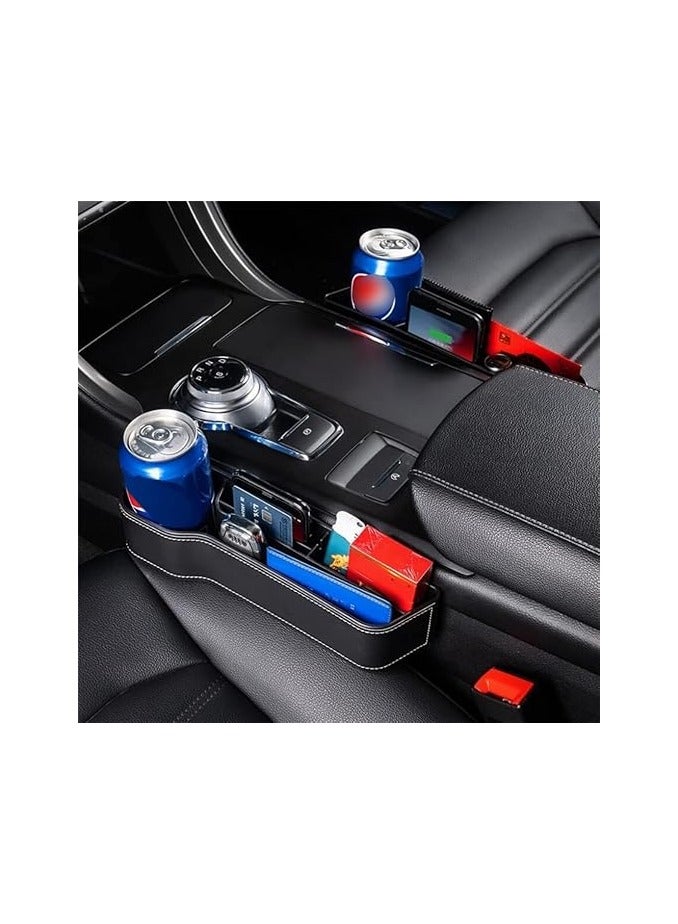 Car Gap Filler Leather Console Side Pocket Car Seat Pocket Organizer for Phones Wallet Coin Key with Cup Holder Seat Storage Box Side Gap Pocket  - Image 3