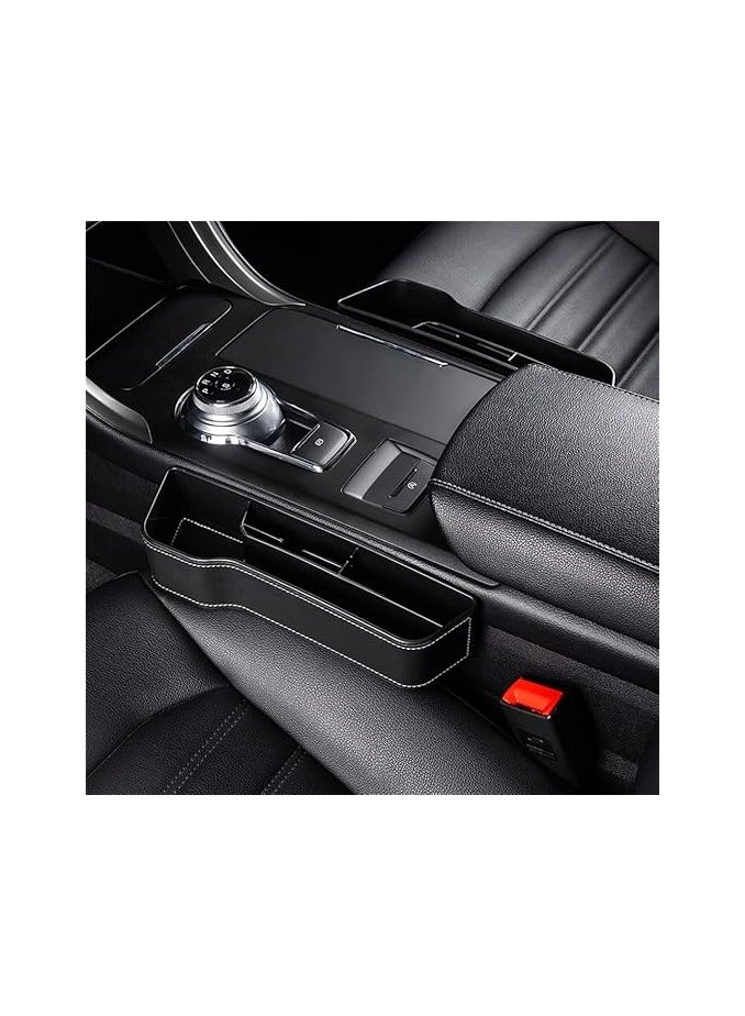 Car Gap Filler Leather Console Side Pocket Car Seat Pocket Organizer for Phones Wallet Coin Key with Cup Holder Seat Storage Box Side Gap Pocket  - Image 1
