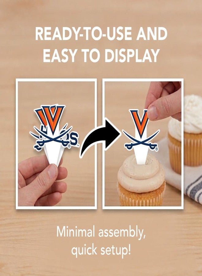 Desert Cactus Virginia Cavaliers UVA Food Picks, Cupcake Toppers, 25 pcs - Image 2