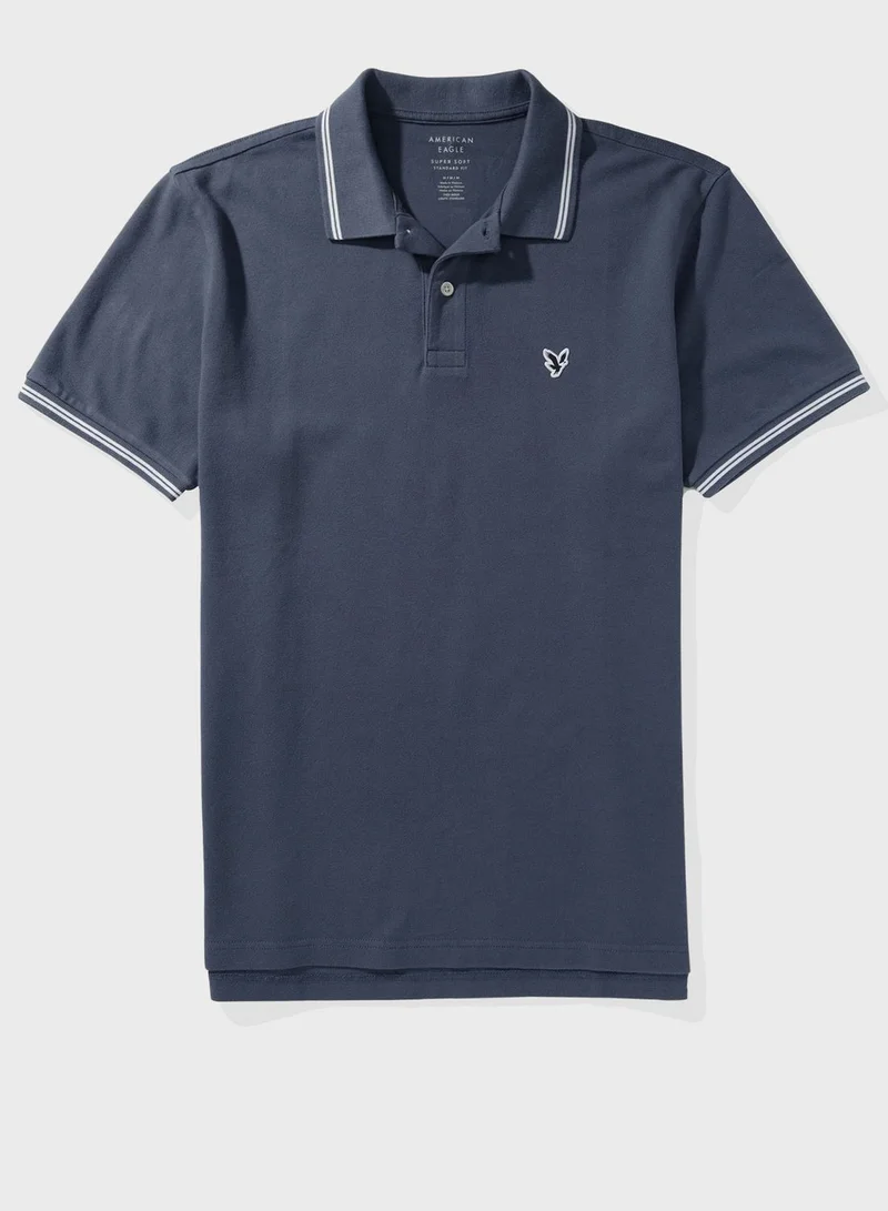 امريكان ايجل Logo Detail Short Sleeve Polo Shirt