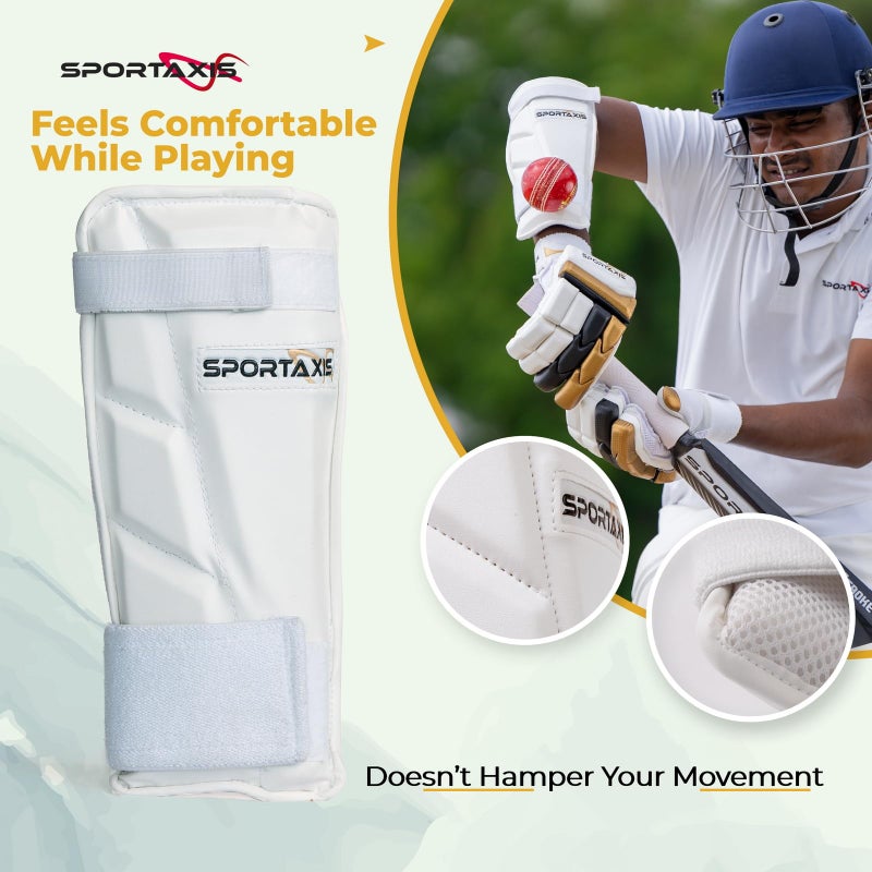 SPORTAXIS Cricket Arm Guard - Dual Strap, Soft Inside Foam, Maximum Protection - White, Essential Cricket Gear for Confident and Stylish Play â€“ Useful for Long Practice & Playing Sessions - Image 2