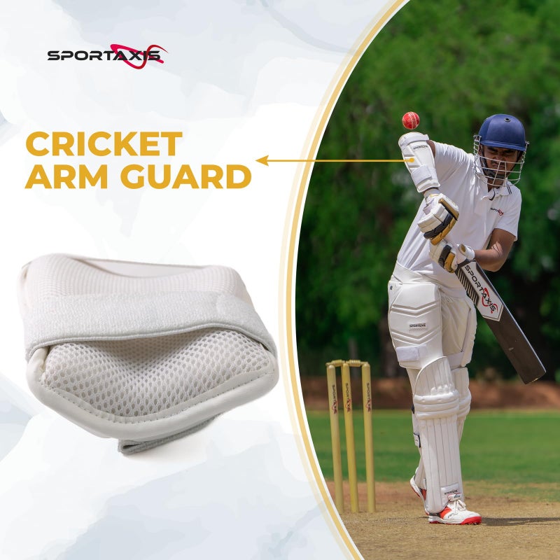 SPORTAXIS Cricket Arm Guard - Dual Strap, Soft Inside Foam, Maximum Protection - White, Essential Cricket Gear for Confident and Stylish Play â€“ Useful for Long Practice & Playing Sessions - Image 5