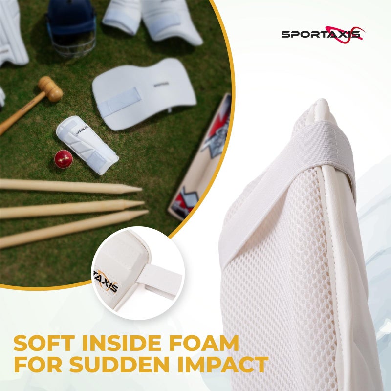 SPORTAXIS Cricket Arm Guard - Dual Strap, Soft Inside Foam, Maximum Protection - White, Essential Cricket Gear for Confident and Stylish Play â€“ Useful for Long Practice & Playing Sessions - Image 3