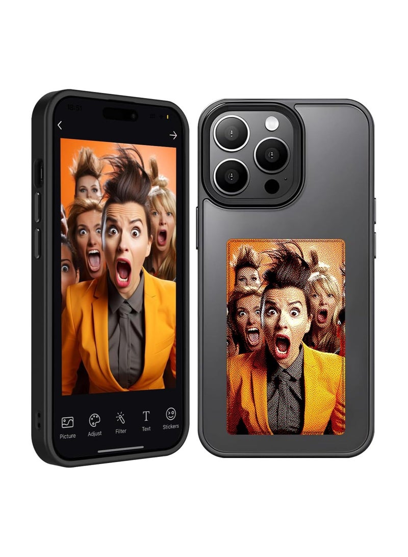 general Smart Ink Phone Case DIY Ink Screen Phone Case, Compatible with iPhone 15 Pro Max, Custom Image Display AI Phone Case, E-Ink Phone Case, Drop Proof TPU Rubber DIY Phone Case - Image 1