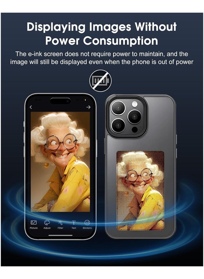 general Smart Ink Phone Case DIY Ink Screen Phone Case, Compatible with iPhone 15 Pro Max, Custom Image Display AI Phone Case, E-Ink Phone Case, Drop Proof TPU Rubber DIY Phone Case - Image 3