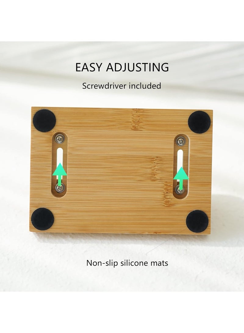 حامل لابتوب عمودي للمكتب من روكدير - حامل لابتوب من الخيزران مع قاعدة قابلة للتعديل 0 انش الى 1.2 انش، يناسب جميع اجهزة ماك بوك سيرفس سامسونج اتش بي ديل كروم بوك، خيزران طبيعي - Image 3