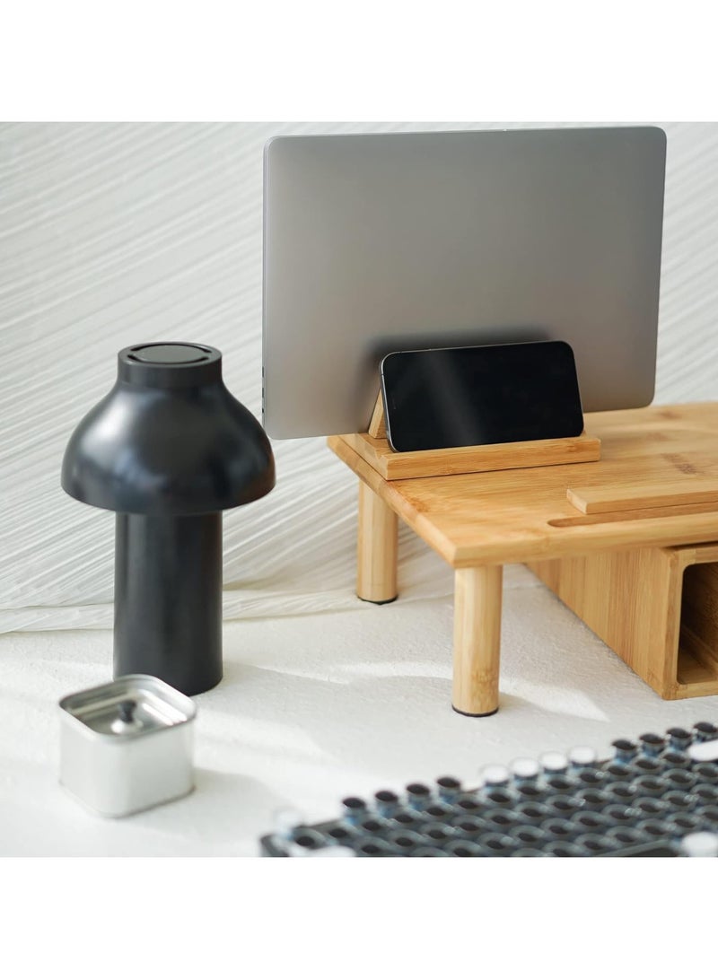 حامل لابتوب عمودي للمكتب من روكدير - حامل لابتوب من الخيزران مع قاعدة قابلة للتعديل 0 انش الى 1.2 انش، يناسب جميع اجهزة ماك بوك سيرفس سامسونج اتش بي ديل كروم بوك، خيزران طبيعي - Image 5