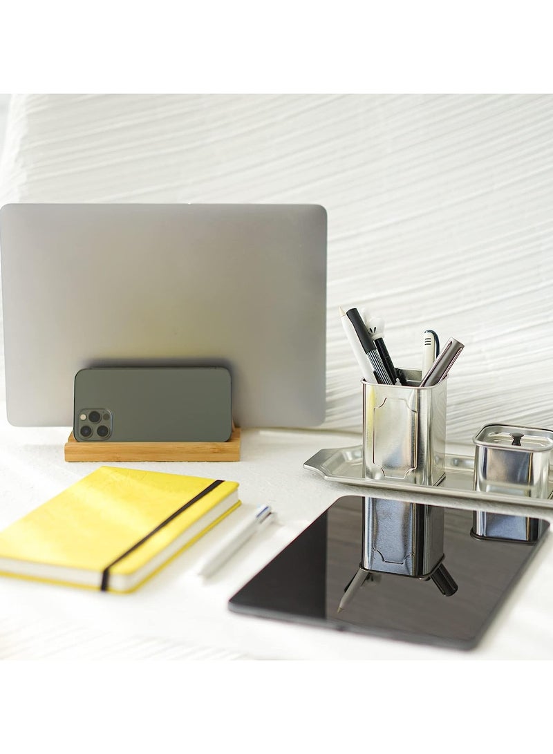 حامل لابتوب عمودي للمكتب من روكدير - حامل لابتوب من الخيزران مع قاعدة قابلة للتعديل 0 انش الى 1.2 انش، يناسب جميع اجهزة ماك بوك سيرفس سامسونج اتش بي ديل كروم بوك، خيزران طبيعي - Image 4