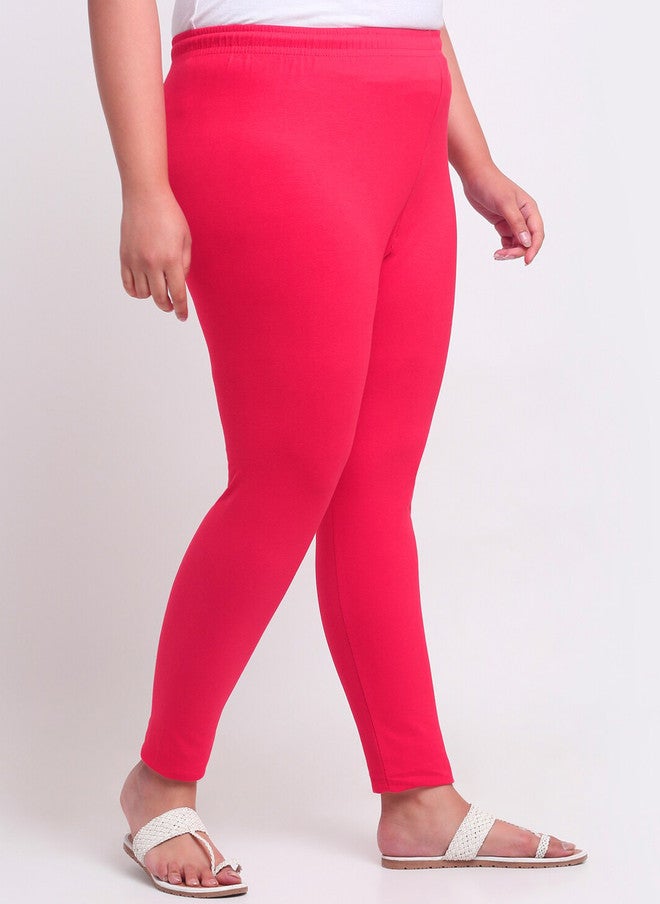 Trend Level Plus Size Ankle Length Leggings in Magenta Pink - Image 2