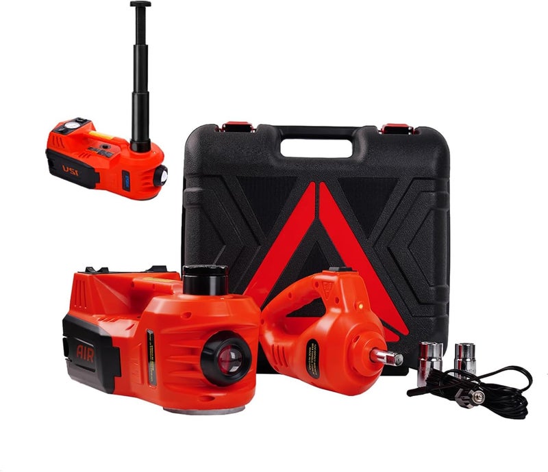 ROGTZ Electric Hydraulic Car Jack Kit 5 Ton 12V Portable Lift Range 17.7 Inch with Impact Wrench and Tire Inflator Pump for SUV Sedan Truck Car Repair Floor Jack for Vehicle Tire Change with LED Light - Image 1