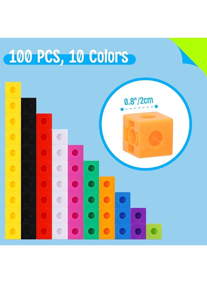 SpriteGru Math Linking Cubes, Set of 100 Math Cubes Manipulative Connecting and Counting Snap Blocks for Early Math and Construction, Educational Toy for Preschool, Kindergarten, Homeschool - Image 2