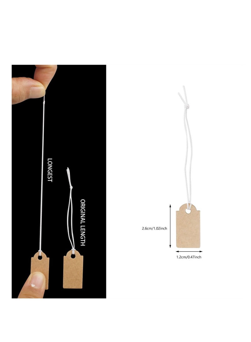 Y&D 200 Pcs Mini Kraft Price Tags, Small Tags with Elastic String, Costume Jewelry Tag Labels, Gift (Brown, 1.02 x 0.47 inches) - Image 3