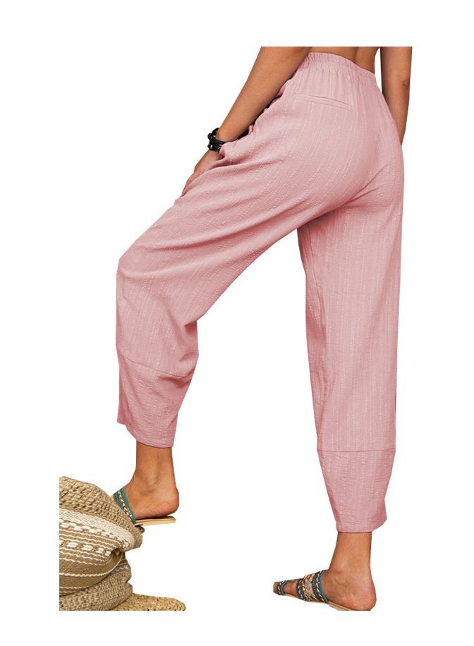 Loquat Summer New Solid Color Loose Cottonfabric Casual Pants Harun Pants  - Image 2