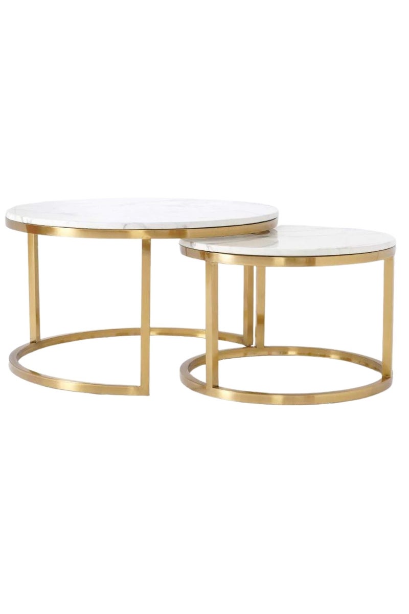 GAIA Home Ceramic Nesting Coffee Table Set with Metal Frame Modern Design - Image 4