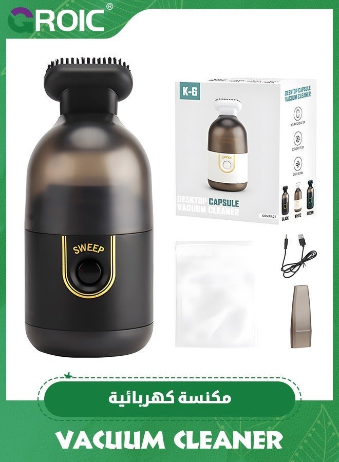 GROIC Black Hand Vacuum Cleaner, Girls Desktop Vacuum, Bed acaroid Removal, Wardrobe dust, Clean Keyboard/Piano/Bread Crumbs/Hair/dust Mini Car Cleaner - Image 1