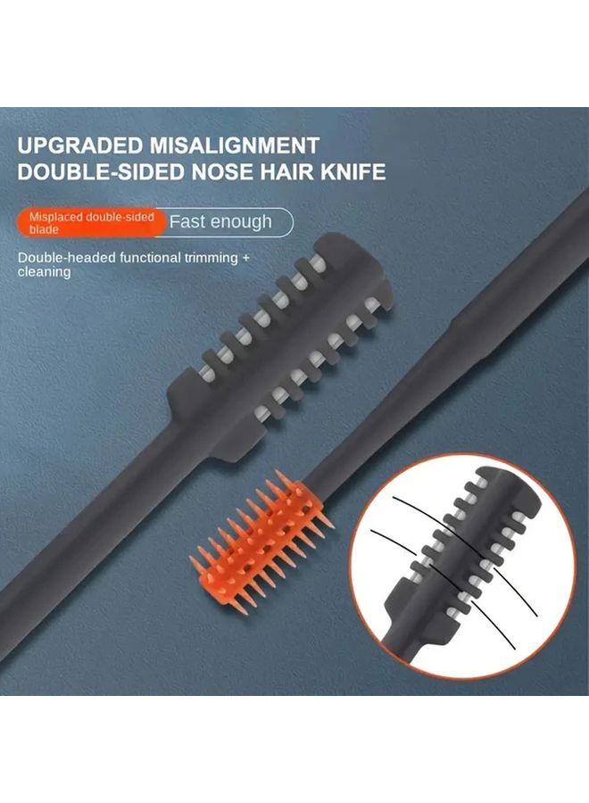2 Pcs Black Manual Nose Hair Trimmer With Storage Box 360 Rotating Portable Shaver - Image 5