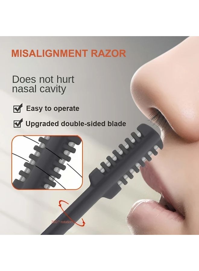 2 Pcs Black Manual Nose Hair Trimmer With Storage Box 360 Rotating Portable Shaver - Image 3