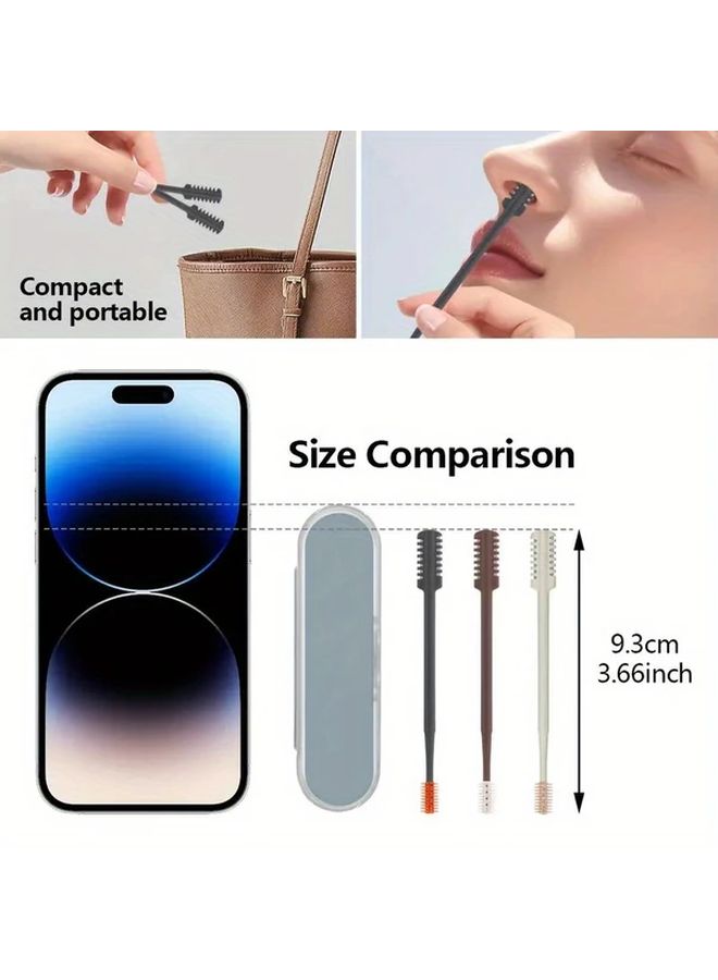 2 Pcs Black Manual Nose Hair Trimmer With Storage Box 360 Rotating Portable Shaver - Image 2