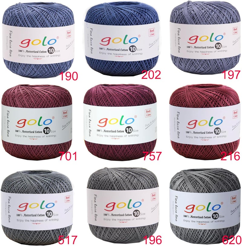 Golo Cotton Crochet Thread Balls Size 10 Cotton Knitting Thread Yarn for Crochet Silver Gray 620 - Image 2