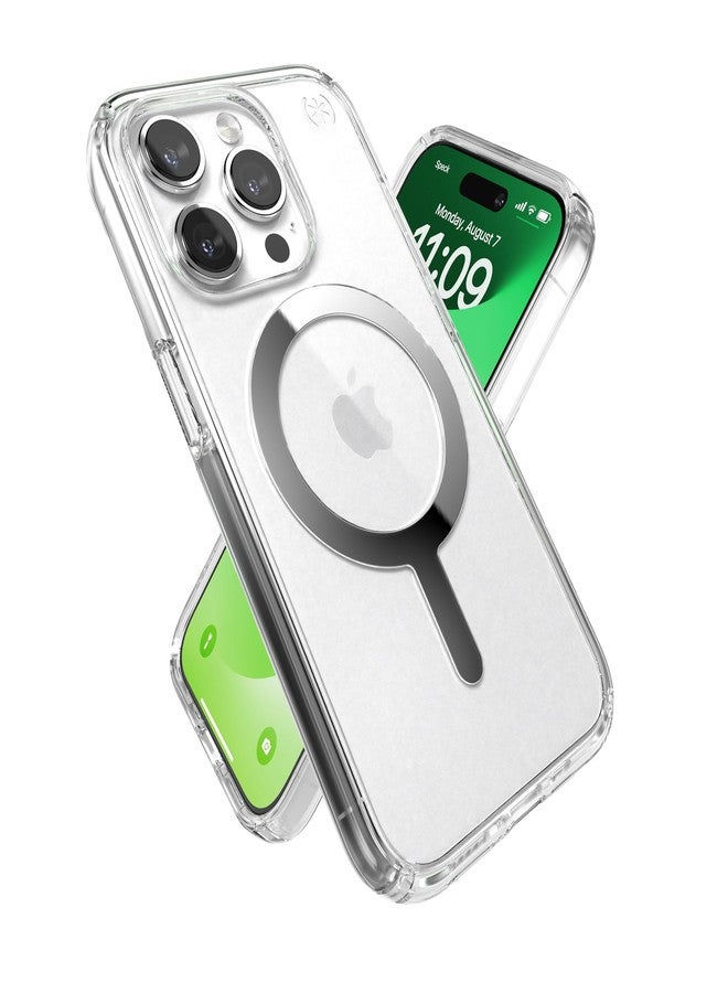Speck Clear iPhone 15 Pro Case - Built for MagSafe, Drop Protection - Scratch Resistant, Anti-Yellowing, 6.1 Inch Phone Case - Presidio Clear/Chrome Finish - Image 1