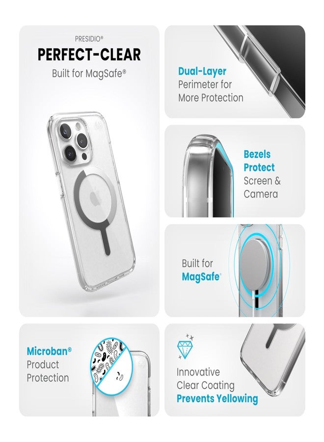 Speck Clear iPhone 15 Pro Case - Built for MagSafe, Drop Protection - Scratch Resistant, Anti-Yellowing, 6.1 Inch Phone Case - Presidio Clear/Chrome Finish - Image 3
