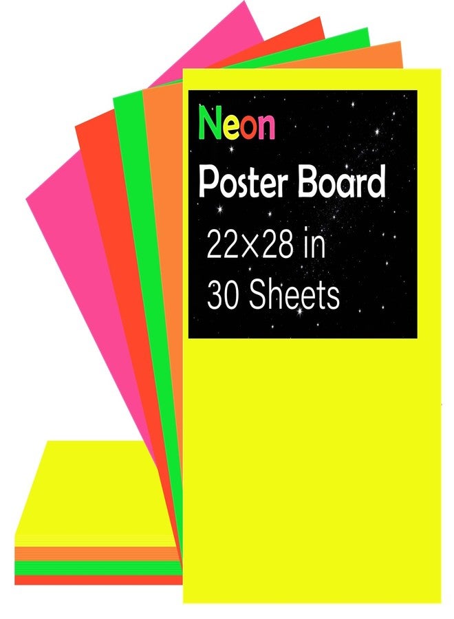 VinTS 30 Sheets large Neon Colored Poster Board,22x28inch Assorted Poster Paper, Colorful Poster Board Bulk for School Craft Project Presentation Science Fair Project,Drawing,Display,Party Decor - Image 1