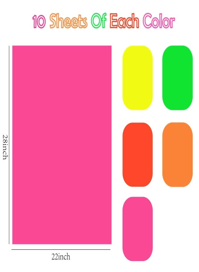 VinTS 30 Sheets large Neon Colored Poster Board,22x28inch Assorted Poster Paper, Colorful Poster Board Bulk for School Craft Project Presentation Science Fair Project,Drawing,Display,Party Decor - Image 2