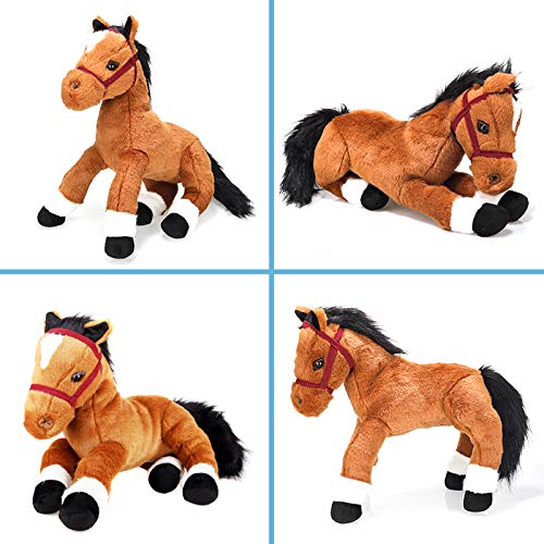 Plushland 14 Inches Soft Brown and Black Horse Stuffed Animal Toy Gift for Baby Boys Girl Holidays Birthday Christmas Halloween Thanksgiving Back to School ADHD Autism Handmade Present Sleep Companion - Image 3