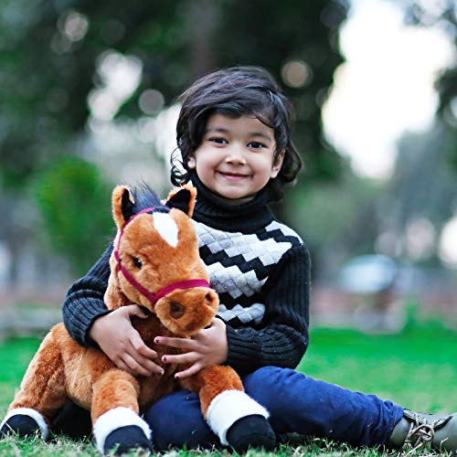 Plushland 14 Inches Soft Brown and Black Horse Stuffed Animal Toy Gift for Baby Boys Girl Holidays Birthday Christmas Halloween Thanksgiving Back to School ADHD Autism Handmade Present Sleep Companion - Image 5