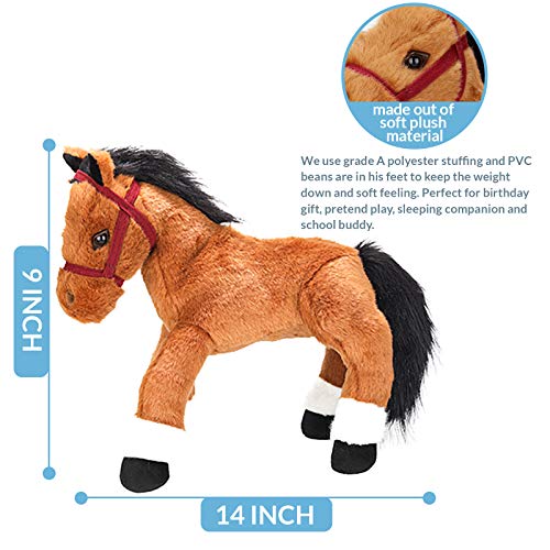 Plushland 14 Inches Soft Brown and Black Horse Stuffed Animal Toy Gift for Baby Boys Girl Holidays Birthday Christmas Halloween Thanksgiving Back to School ADHD Autism Handmade Present Sleep Companion - Image 2