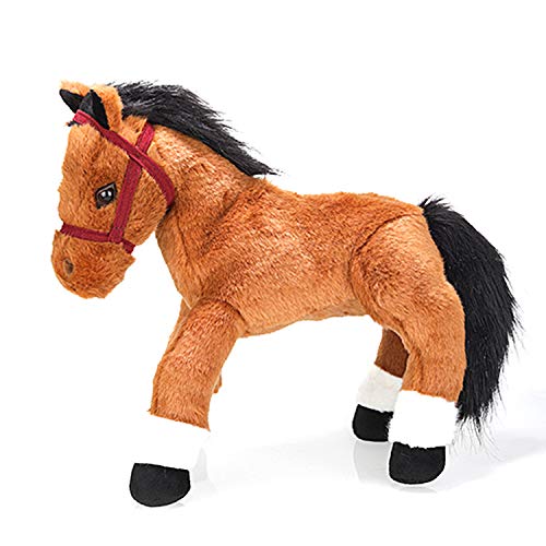 Plushland 14 Inches Soft Brown and Black Horse Stuffed Animal Toy Gift for Baby Boys Girl Holidays Birthday Christmas Halloween Thanksgiving Back to School ADHD Autism Handmade Present Sleep Companion - Image 1