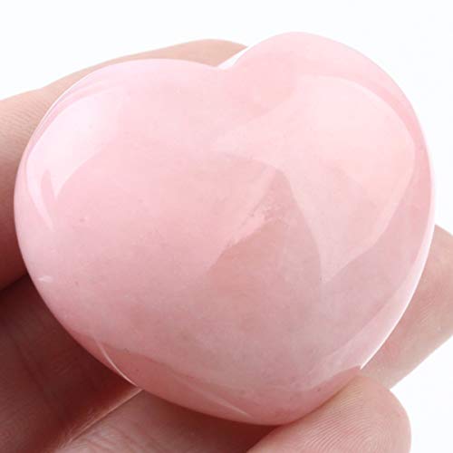 rockcloud Healing Crystal Natural Rose Quartz Heart Love Carved Palm Worry Stone Chakra Reiki Balancing - Image 4