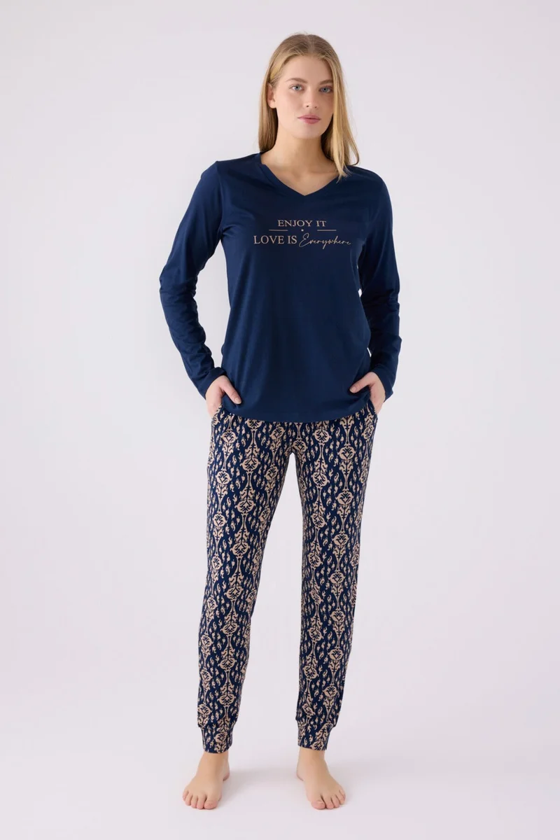 Arnetta Women's Long Sleeve Pajama Set AR3075 Dark Indigo