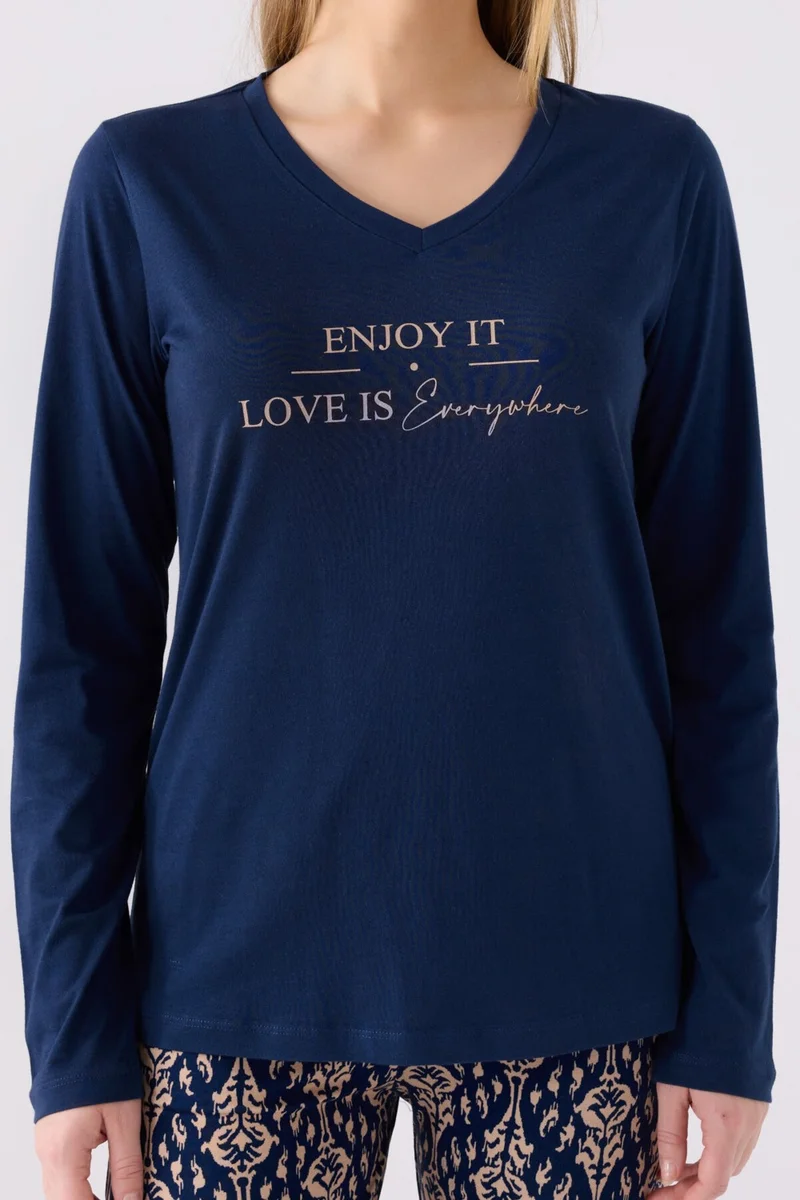 Arnetta Women's Long Sleeve Pajama Set AR3075 Dark Indigo