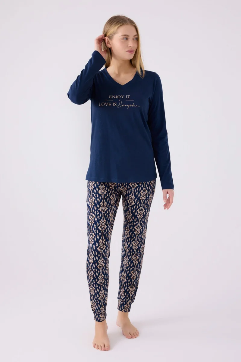 Arnetta Women's Long Sleeve Pajama Set AR3075 Dark Indigo