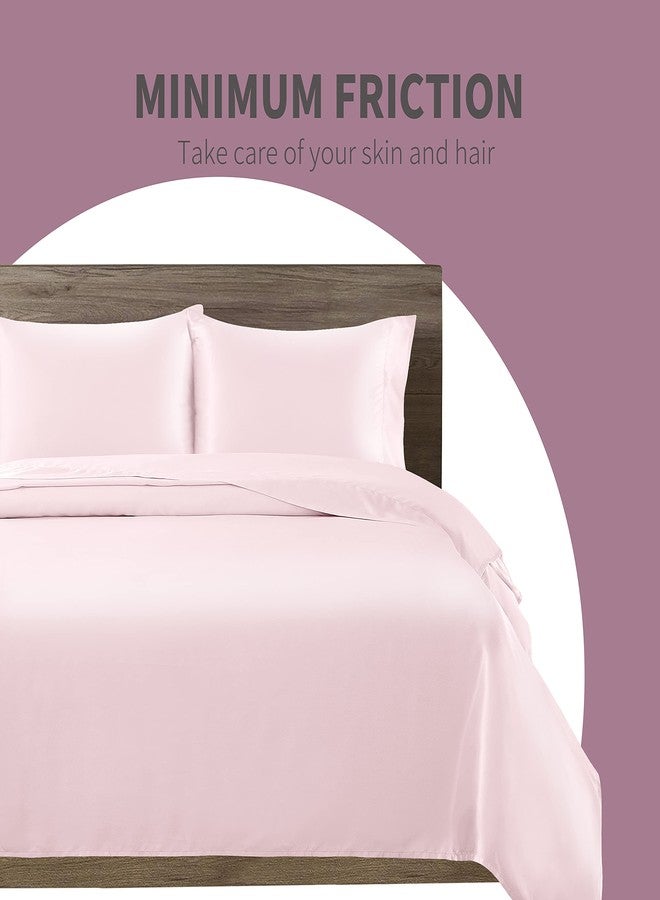 Cobedzy 4 Pcs Blush Pink Satin Sheets Full Size Silky Satin Bedding Sheets Set with 1 Deep Pocket Fitted Sheet, 1 Flat Sheet, 2 Pillowcase - Image 4