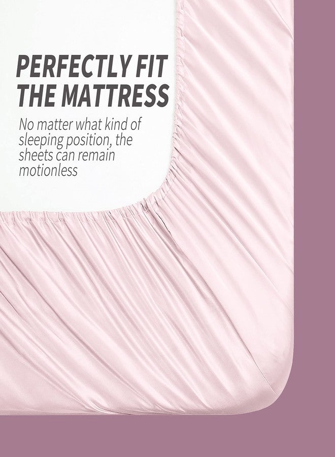 Cobedzy 4 Pcs Blush Pink Satin Sheets Full Size Silky Satin Bedding Sheets Set with 1 Deep Pocket Fitted Sheet, 1 Flat Sheet, 2 Pillowcase - Image 5