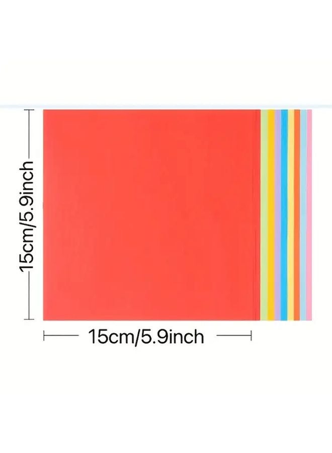 500 قطعة من مجموعة ورق الحرف اليدوية المشرق، 10 ألوان متنوعة، لأعمال الأوريغامي والحرف اليدوية وسجل القصاصات - Image 4