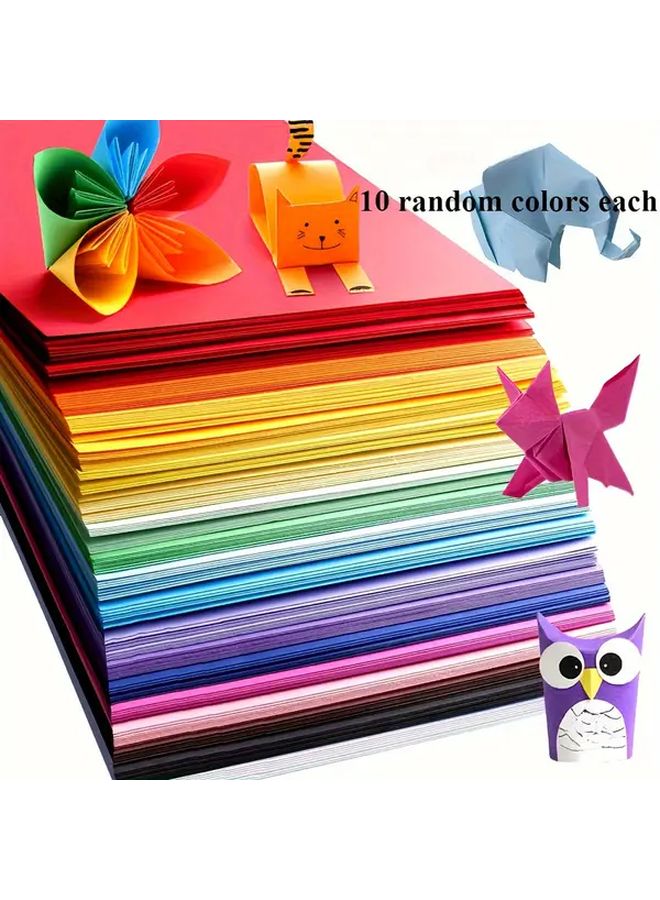 500 قطعة من مجموعة ورق الحرف اليدوية المشرق، 10 ألوان متنوعة، لأعمال الأوريغامي والحرف اليدوية وسجل القصاصات - Image 2