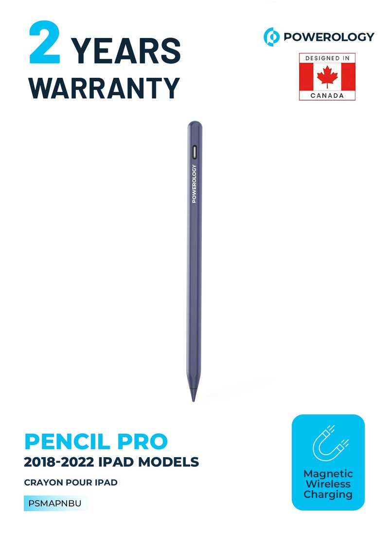 Powerology - Smart Apple iPad Pencil Stylus Pen for iPad 10/9/8/7/6, iPad Pro 11/12.9, iPad Air 5/4/3, iPad Mini 6/5 - Blue - Image 1