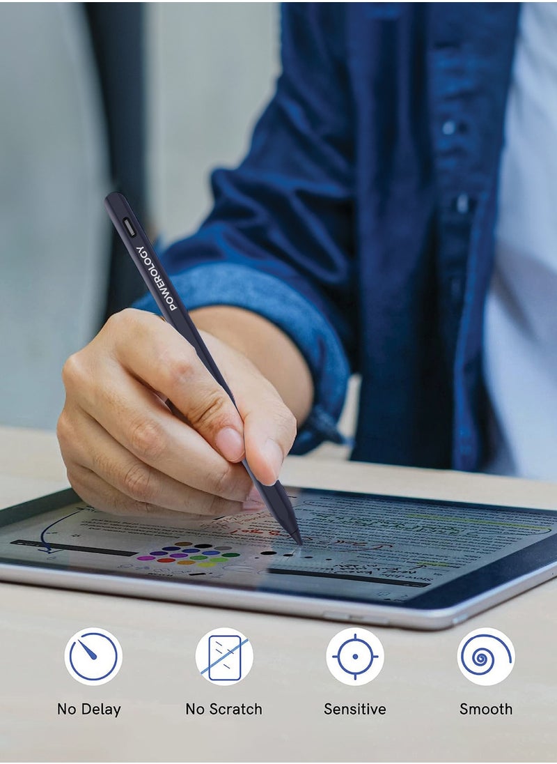 Powerology - Smart Apple iPad Pencil Stylus Pen for iPad 10/9/8/7/6, iPad Pro 11/12.9, iPad Air 5/4/3, iPad Mini 6/5 - Blue - Image 1