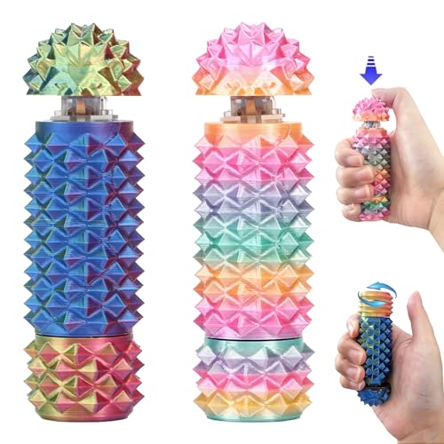 Deiviko 2Pcs Button Click Spinners Portable Stim Tool Little Ouchies 3in1 Design for Anxiety Relief Spiky Grippie Stim 3D Printed Pain Stim Fidget Pocket Mini Fidget Toy Easter Gifts for Kids - Image 1